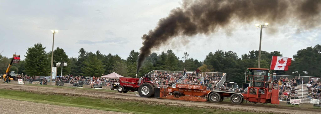 Diesel engine roaring! Giant tractor pulling, at the Drayton Mapleton Fair 