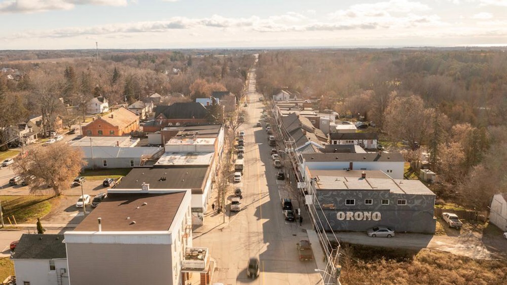 Sky view of main street