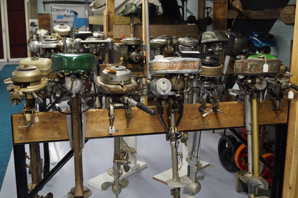Antique collection of outboard motors